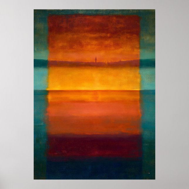 Poster Abstrato Campo de Cor Horizonte Escondido Zen Cele (Frente)