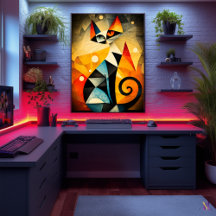 Abstrato Cat Art - Geométrico Animal Design