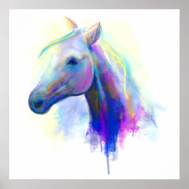 Póster Abstrato, cavalo de cabeça de cor múltipla