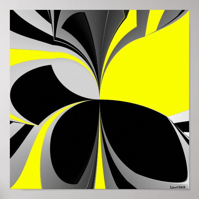Poster Abstrato Cinza Preto Amarelo (Frente)