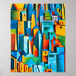 Poster Abstrato Cityscape Building Skyscrapts Art