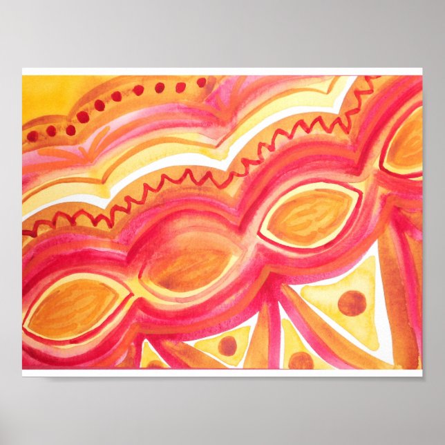 Poster Abstrato com aquarela quente (Frente)