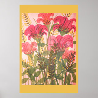 Poster Abstrato cor de água floral rosa