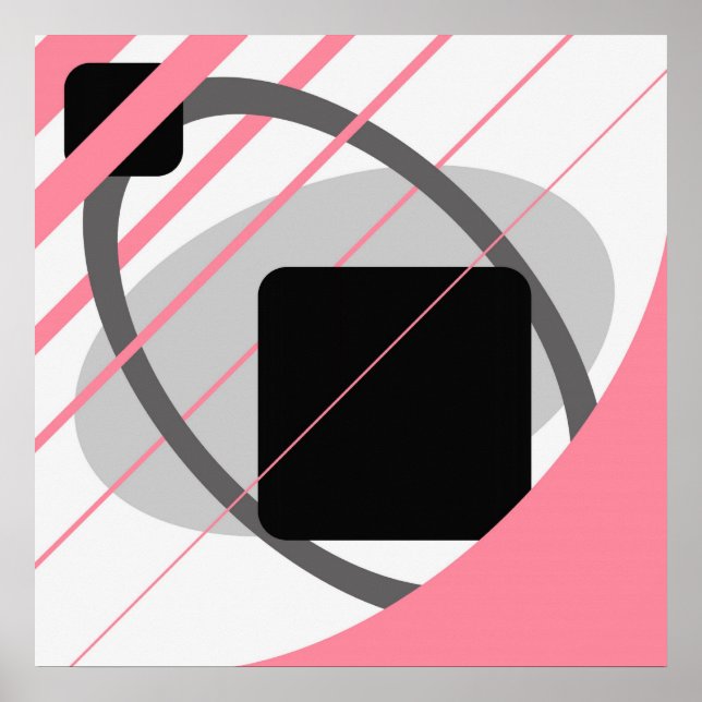 Póster Abstrato cor-de-rosa Cinza preto esbranquiçado AP0 (Frente)