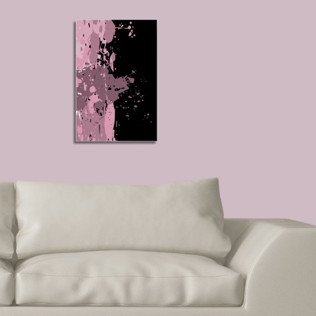 Poster Abstrato cor-de-rosa e preto divertidos (Fun Abstract Pink & Black Paint Splatter Poster Living Room)