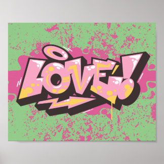 Poster Abstrato cor-de-rosa LOVE