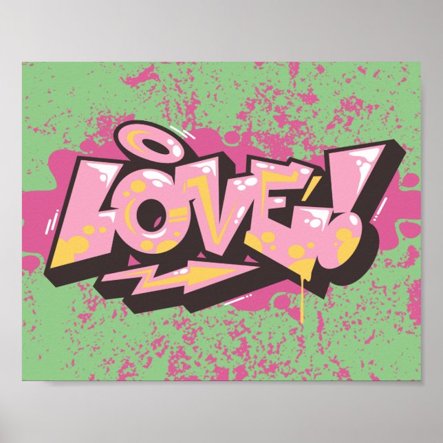 Poster Abstrato cor-de-rosa LOVE (Frente)