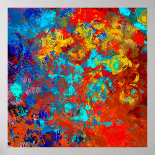 Póster Abstrato da cerceta do vermelho azul das