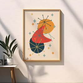 Póster Abstrato da Era Atômica do Meio século Retro