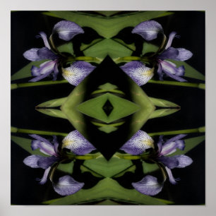 Poster Abstrato da Flor Iris de Sinalizador Azul