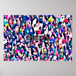 Poster Abstrato da Foto do Protesto Mulheres em Marcha