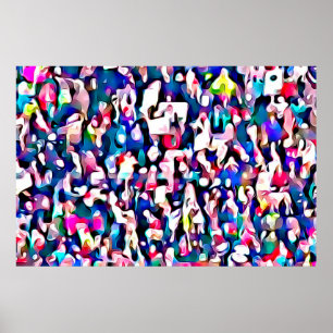 Poster Abstrato da Foto do Protesto Mulheres em Marcha