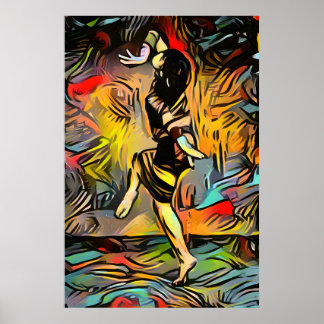 Poster Abstrato, dançando colorido