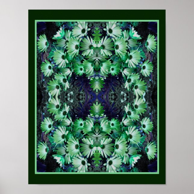 Poster Abstrato das Flores de Margarida Verde Africanas (Frente)