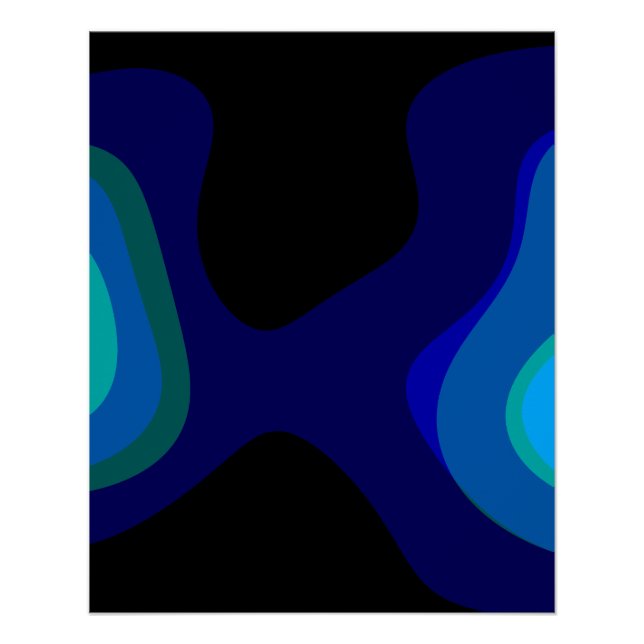 Póster abstrato de 1007 Preto E Azul (Frente)