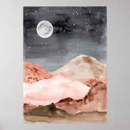 Poster Abstrato de água, paisagem desértica da lua