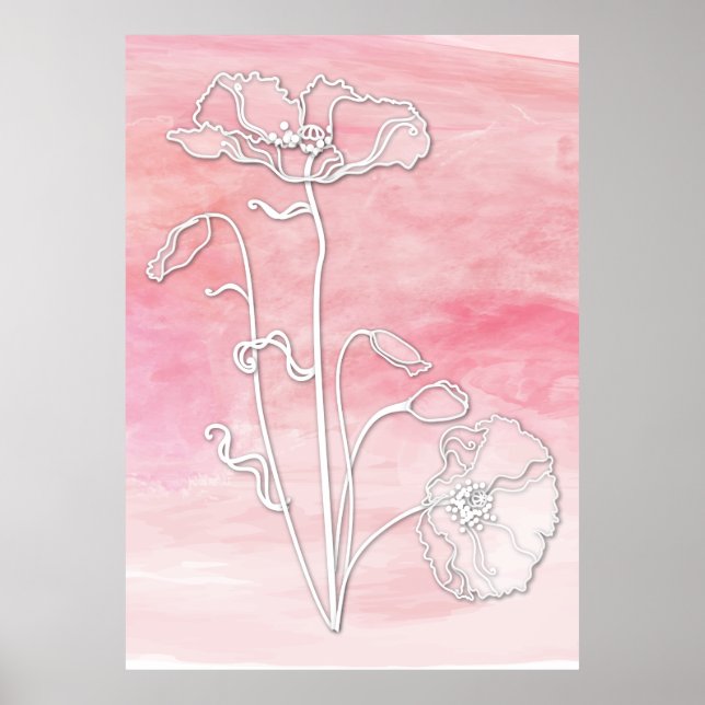 Poster Abstrato de Água Rosa rosa (Frente)