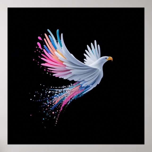 Poster Abstrato de Águia Colorida Design (Frente)