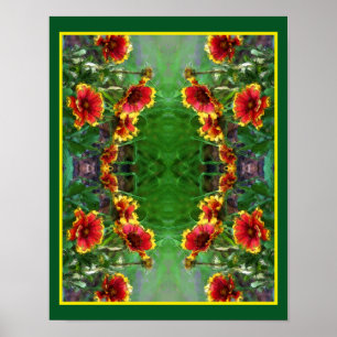 Poster Abstrato de Aquarelas do Flor em Aberto
