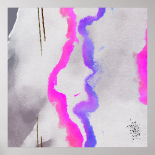 Poster Abstrato De Aquarelas Puras E Rosa