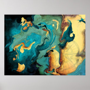 Poster abstrato de Aquarmarine do arquipélago