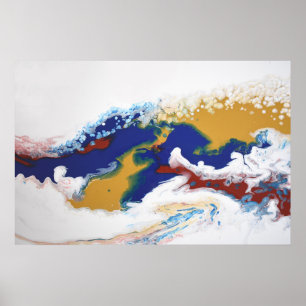 Póster Abstrato De Arte Acrílica Fluido Marble Marinho