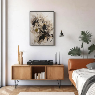 Poster Abstrato de Arte Botânica Floral