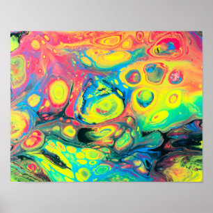 Poster Abstrato de Arte de Fluido Acrílico Selvagem