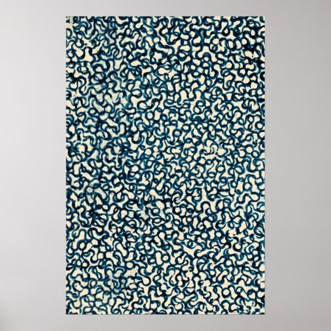 Poster Abstrato de arte de linhas azuis (Frente)