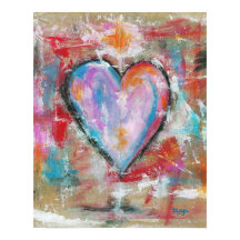 Abstrato de Arte do Coração Invisível Pintura Verm