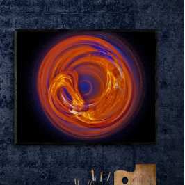 Póster Abstrato de Arte Fractal de Vidro Líquido Flame