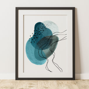 Poster Abstrato de Arte Moderna Contemporânea Verde Preto