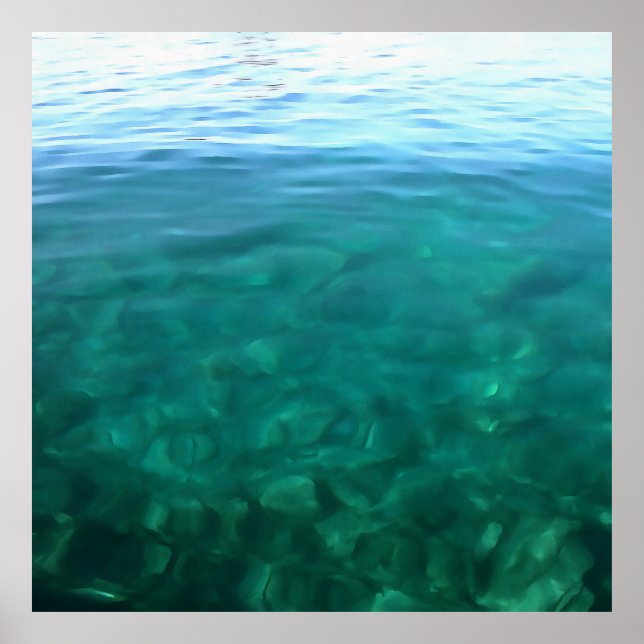 Poster Abstrato de arte verde e mint Ocean Ombre (Frente)