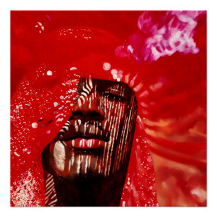 Póster Abstrato de arte vibrante com vermelho escuro
