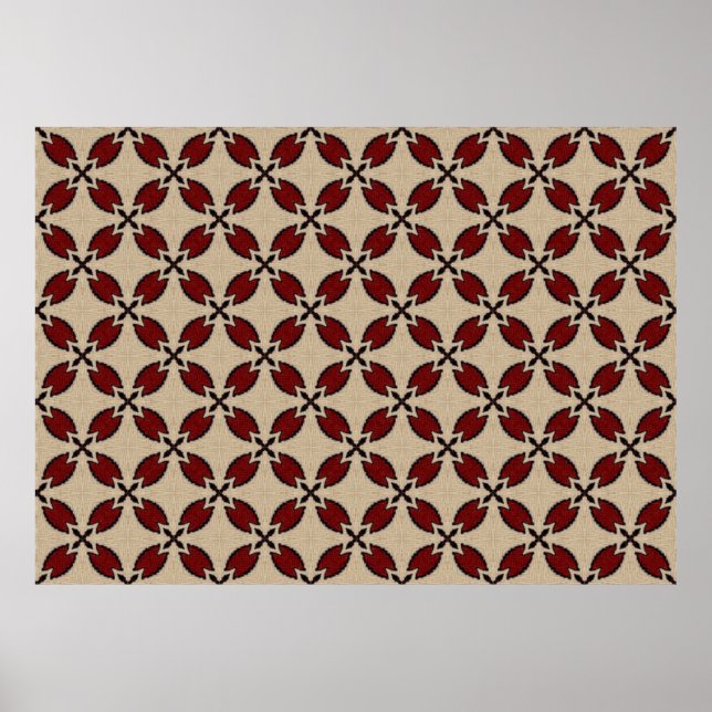 Poster Abstrato de azulejo de padrão geométrico colorido, (Frente)