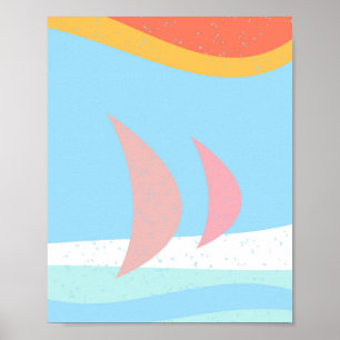 Poster Abstrato de Barcos de Navegação Baixáveis