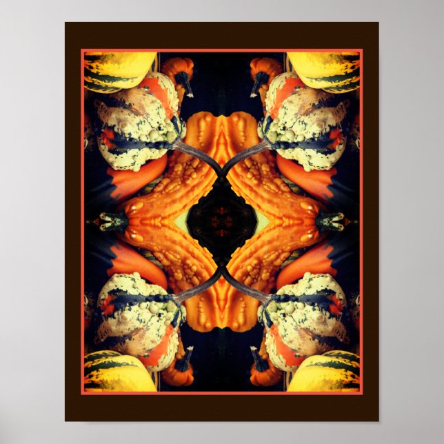 Poster Abstrato de Cabaças Decorativas Coloridas  (Frente)