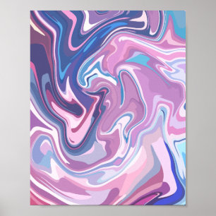 Poster Abstrato de calmante rodopia-rosa e azul-pastel