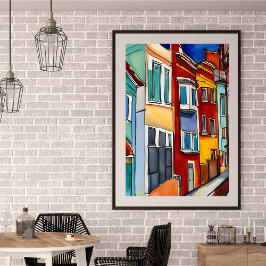 Poster Abstrato de Casas de Linha não enquadradas