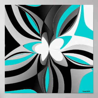 Póster Abstrato de Cinza Preta Aqua
