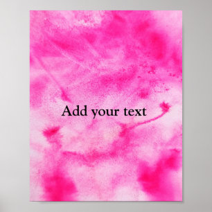 Poster abstrato de cor de água rosa personalizado adicio