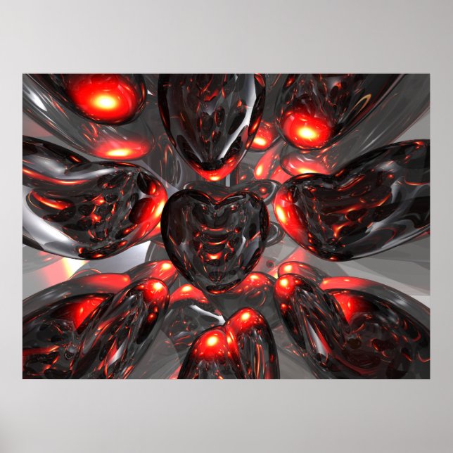 Póster Abstrato de Corações Escuros (Frente)