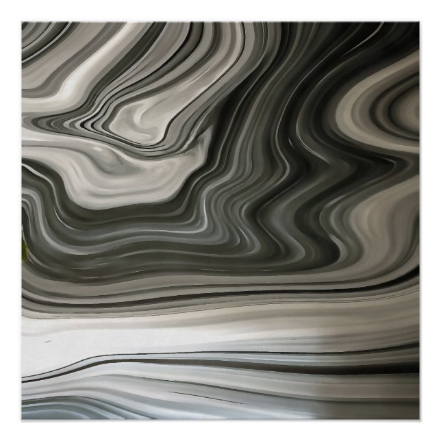 Póster Abstrato de Corda Artística em Monotone cinza (Frente)