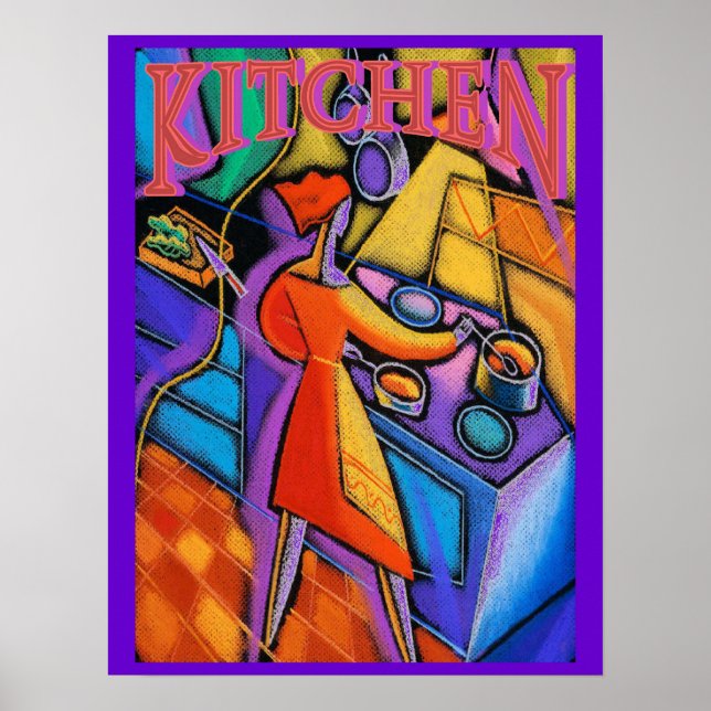Póster Abstrato de Cozinhar de cozinha (Frente)