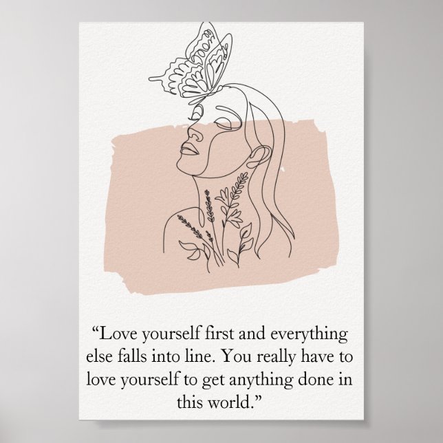 Poster Abstrato de desenho de linha figura 1 feminina (Frente)