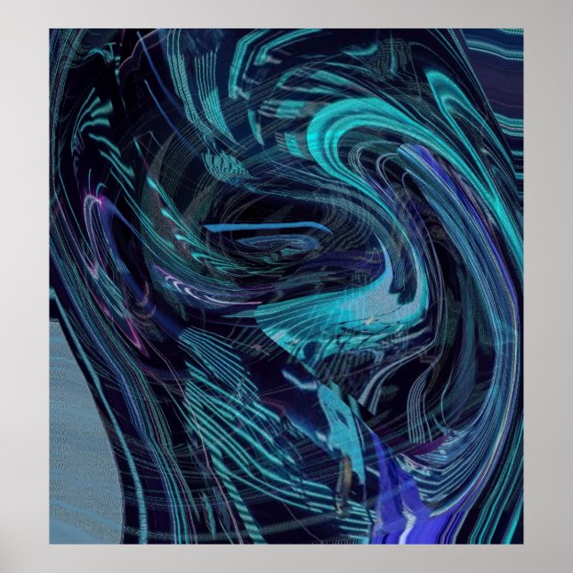 Póster Abstrato de Distorção de Espaço e Tempo (Frente)