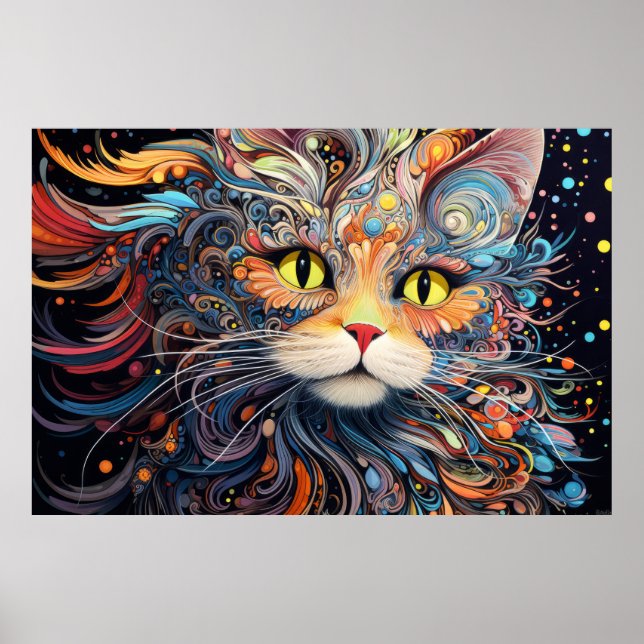 Poster Abstrato de Encantamento de Animais Coloridos de G (Frente)