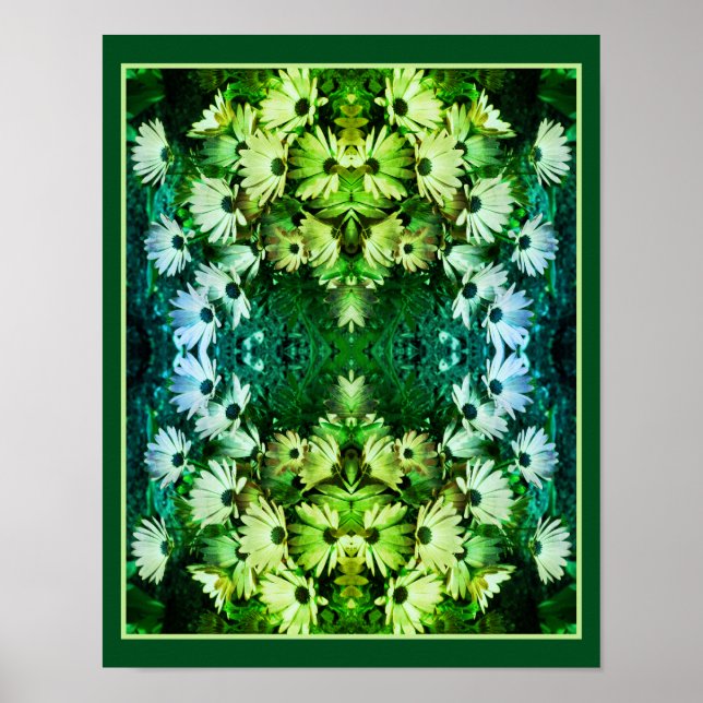 Poster Abstrato de Espelhamento das Flores Africanas (Frente)