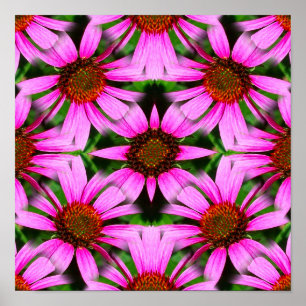 Poster Abstrato de Espelhamento das Flores de Margarida R