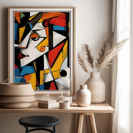 Poster Abstrato de Estilo Cubist Negrito
